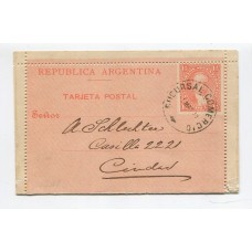 ARGENTINA ENTERO POSTAL GJ CAP-06B CARTA POSTAL KIDD INTERIOR RESPUESTA CIRCULADA CON MATASELLO SUCURSAL COMERCIO SUMAMENTE RARA U$ 75